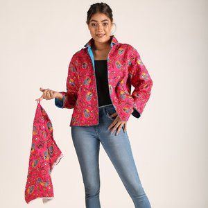 Pink & Blue Peacock Reversible Jacket